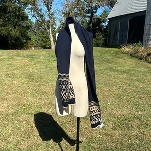 Joules Shetland Scarf Navy with Gold Embellishment
